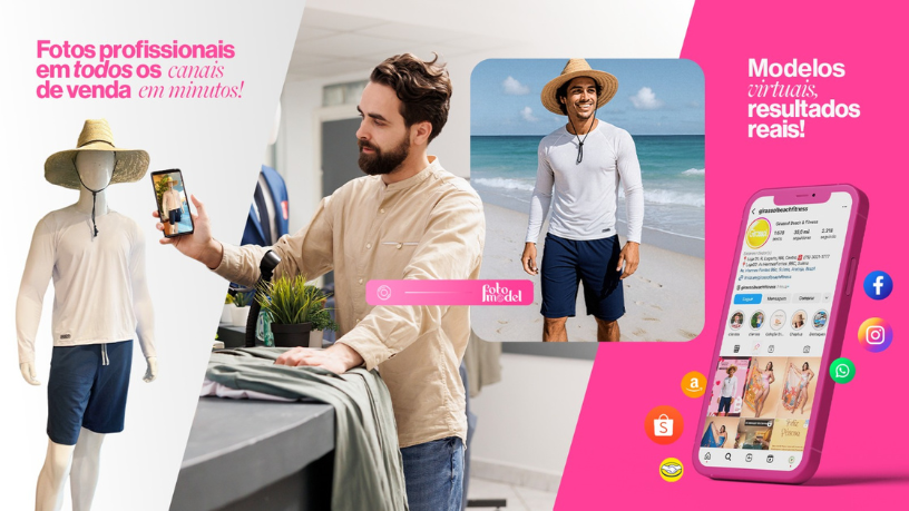 Com o FotoModel, eleve sua marca com imagens que reforçam sua autoridade no mercado.